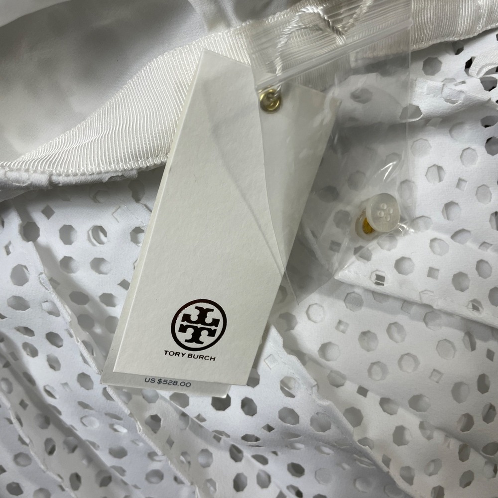 Tory‎ Burch 10 New w/Tags White 100% Polyester Carine Skirt Lined Pleated - Picture 4 of 8